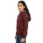 Girls Deep Maroon Hooded Casual Sweatshirt, वाइन, small image number null