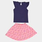 Infants Cotton Skirt Top Set, Navy Blue, small image number null