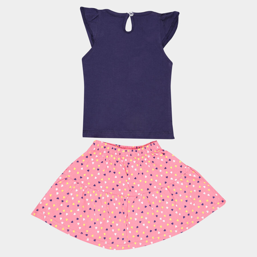 Infants Cotton Skirt Top Set, Navy Blue, large image number null