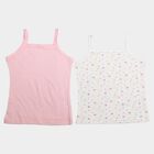 Girls' Pink Cotton Sleeveless Square Neck Vest, हल्का गुलाबी, small