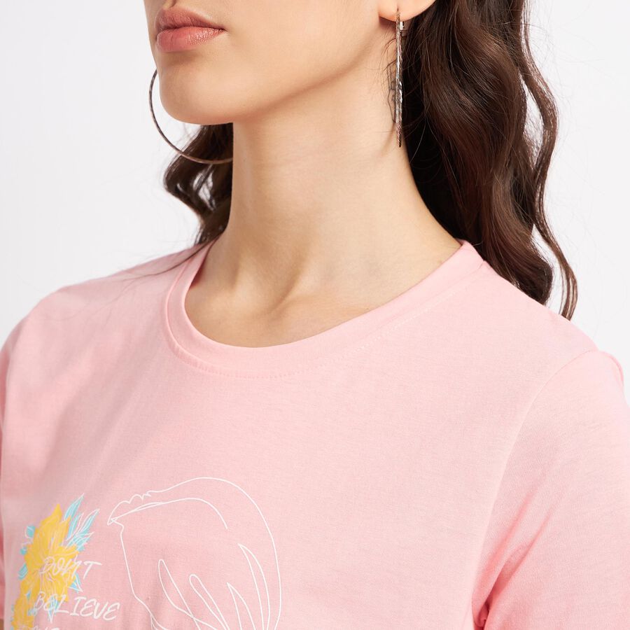 Round Neck T-Shirt, Pink, large image number null
