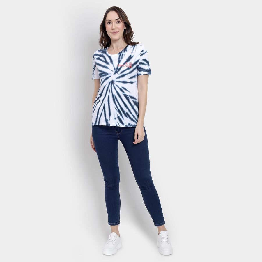 Ladies' 100% Cotton Round Neck T-Shirt, ऑफ व्हाइट, large