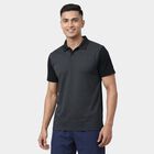 Men's Black Round Neck Athleisure T-Shirt, काला, small
