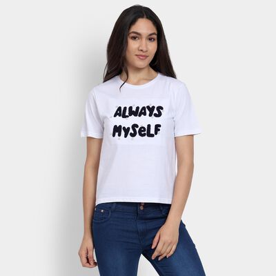 Ladies' 100% Cotton Round Neck T-Shirt