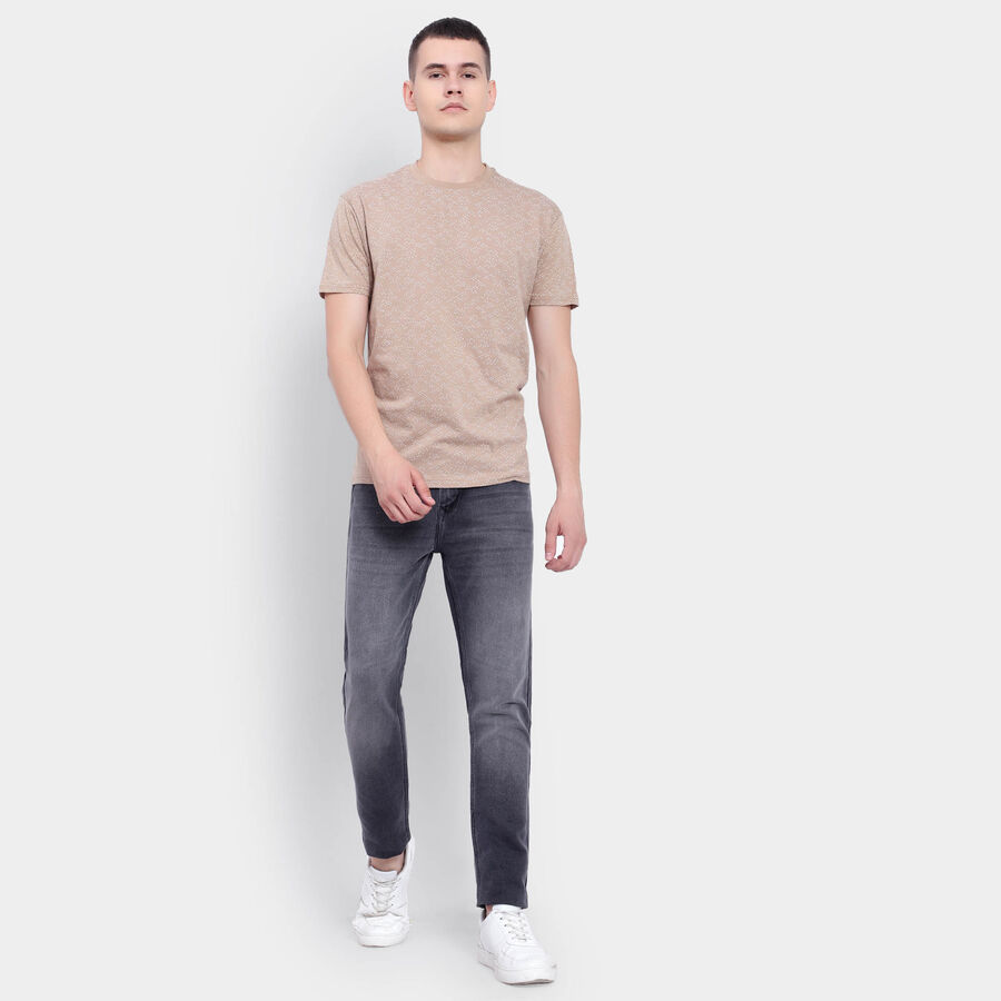 Cotton Round Neck T-Shirt, Beige, large image number null