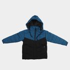 Boys Blue Hooded Puffer Jacket, Teal Blue, small