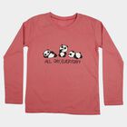 Girls Pink Round Neck Regular Top, गुलाबी, small