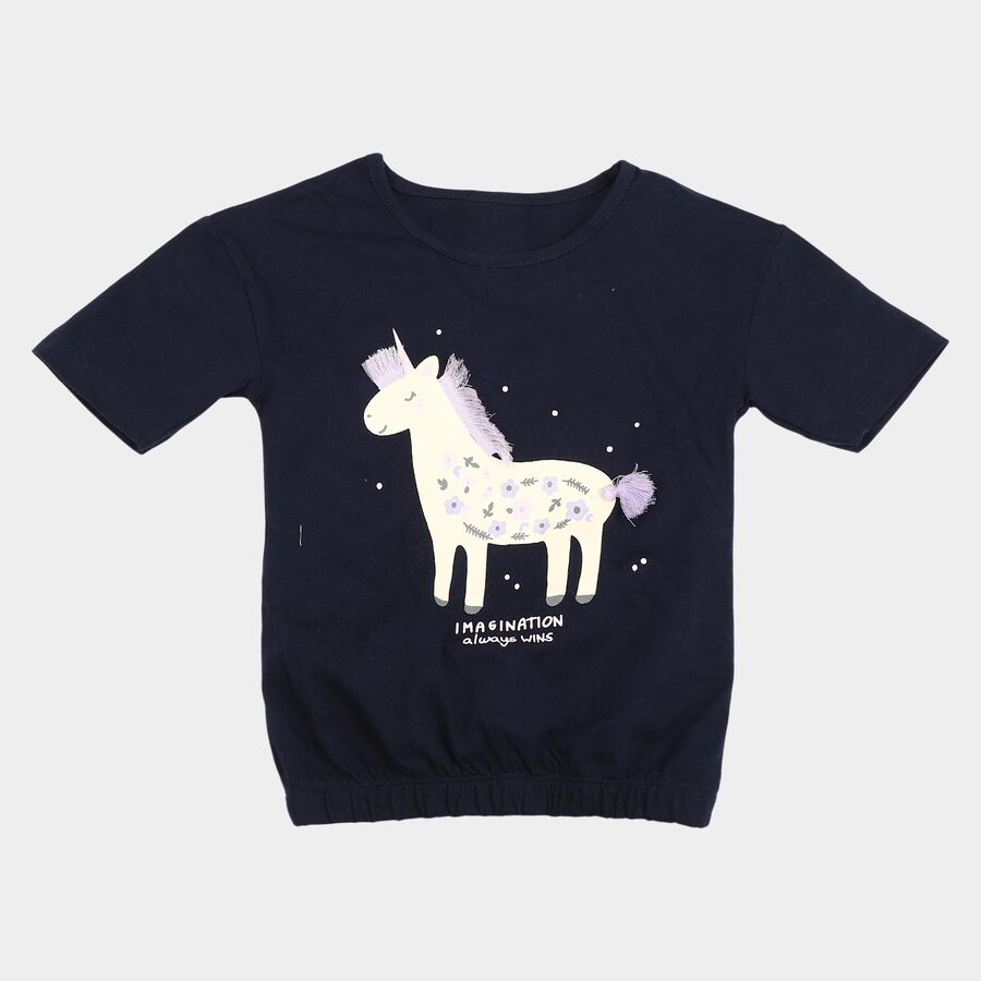 Girls' T-Shirt, Navy Blue, large