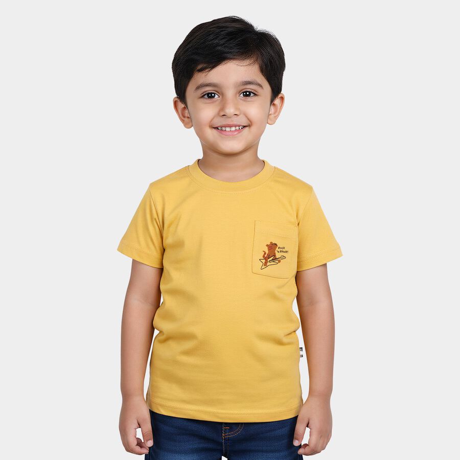 Boys' Half Sleeves T-Shirt, Mustard, large