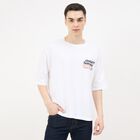 Men's Snow White Cotton Round Neck Minimalist T-Shirt, White, small