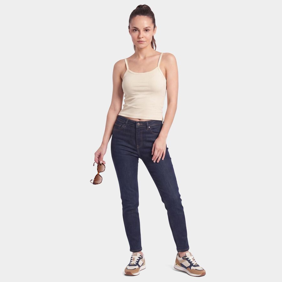 Women's Cream Scoop Neck Camisole Slip, ऑफ व्हाइट, large