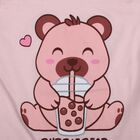 Girls Pink Round Neck Casual Top And Capri Set, हल्का गुलाबी, small