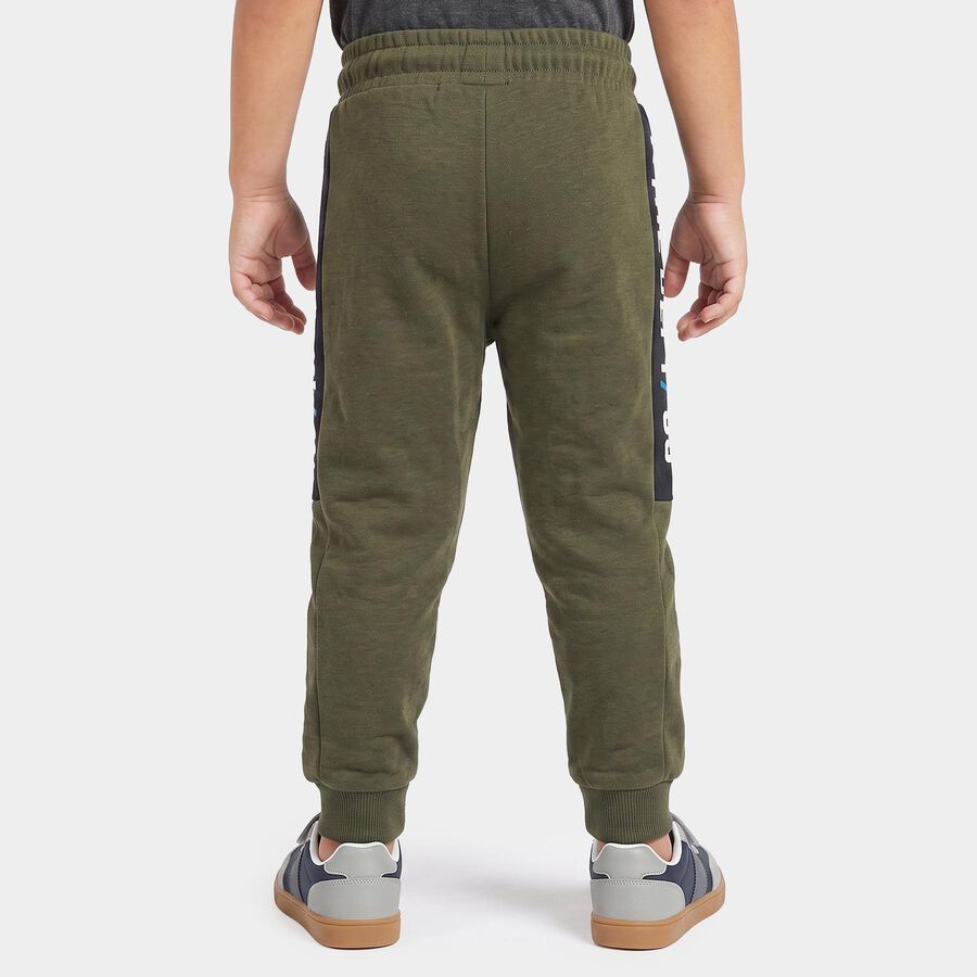 Boys' Olive Green Jogger Fit Graphic Printed Cotton Blend Pyjama, Olive, large