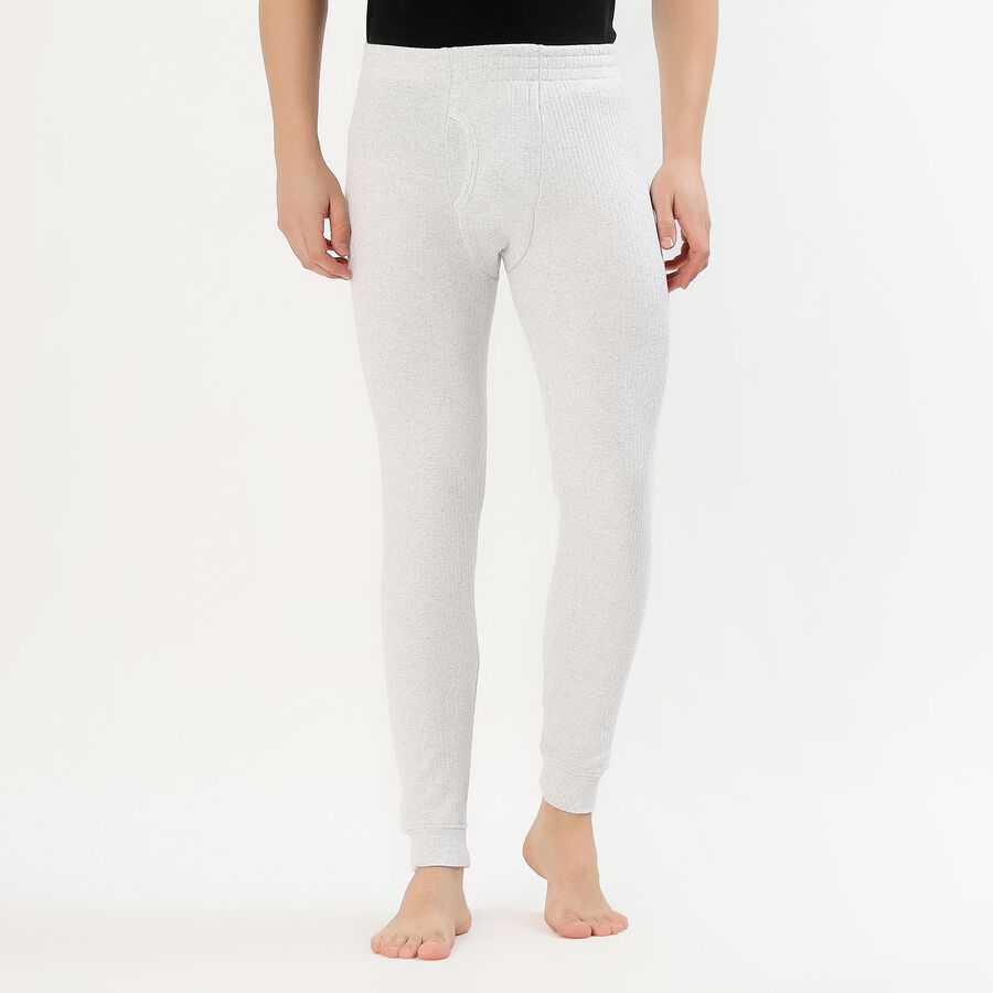 Men's Light Grey Cotton Blend Thermal Lower, Melange Light Grey, large image number null