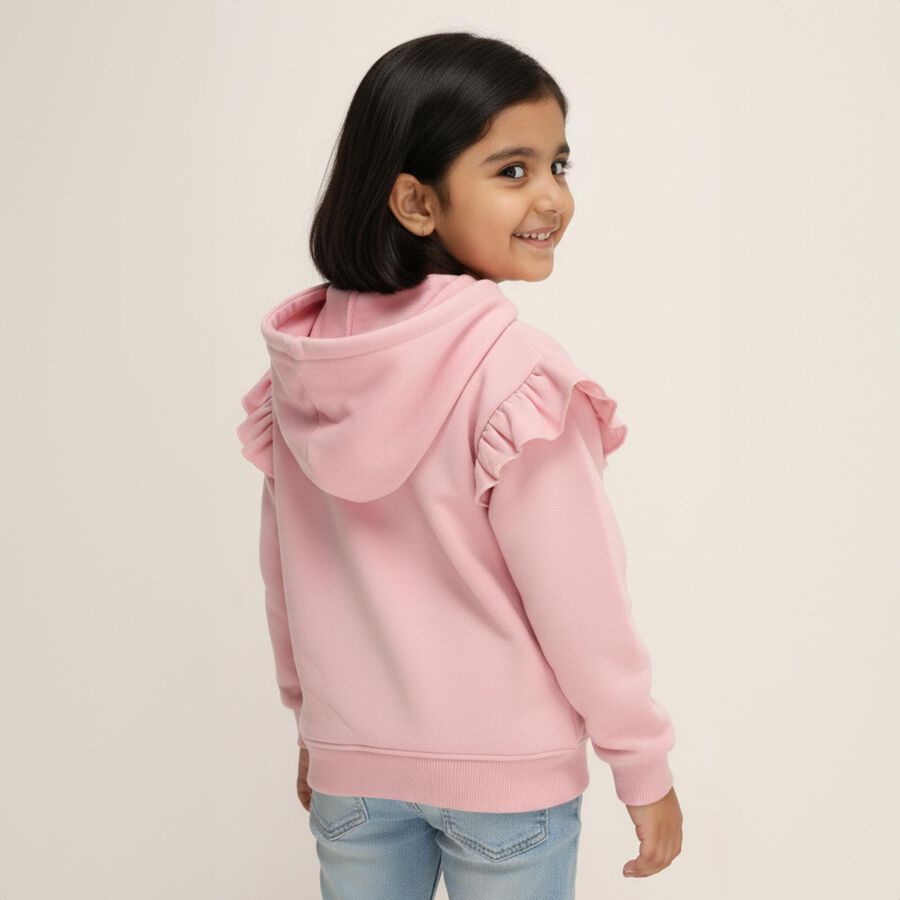 Girls Light Pink Hooded Casual Sweatshirt, Light Pink, large image number null