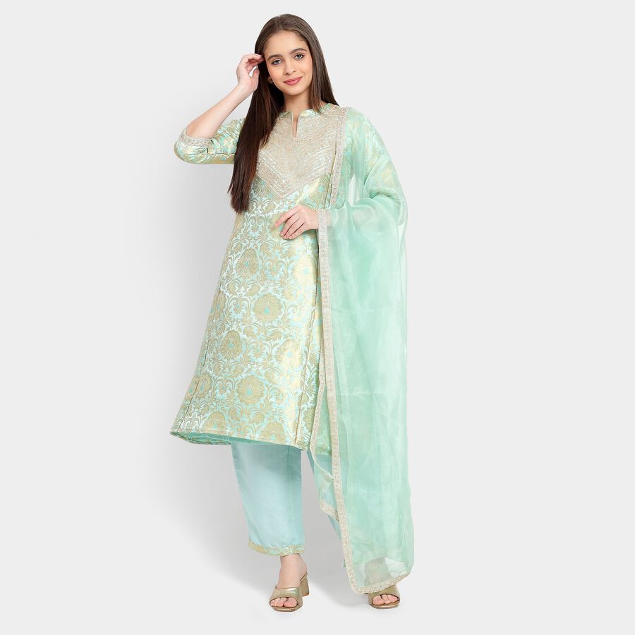 Ladies' Kurta Pyjama Set with Dupatta, Light Blue, large image number null