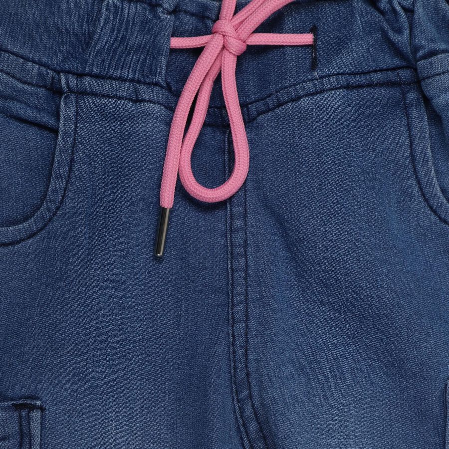 Girls' Blue Jogger Fit Cargo Jeans, Mid Blue, large