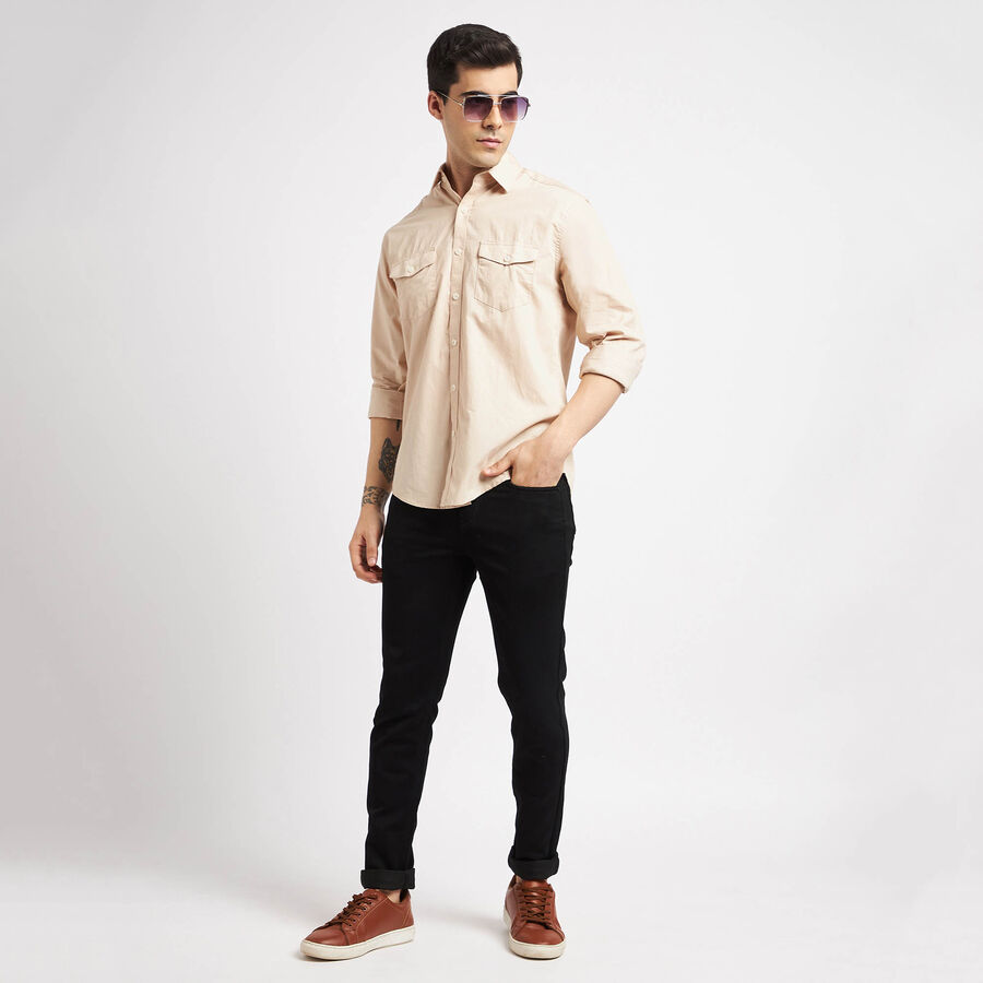 Cotton Solid Casual Shirt, Beige, large image number null