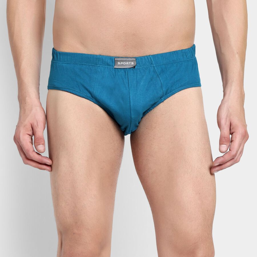 Men's 100% Cotton Briefs, टील ब्लू, large