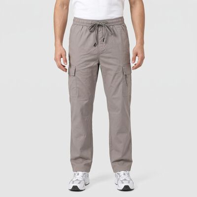 Men's Grey Slim Fit Drawstring Cargo Trousers