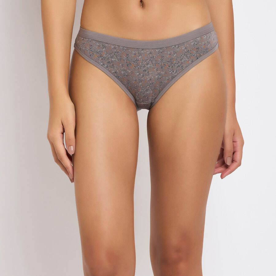 Ladies' 100% Cotton Panty, गहरा ग्रे, large