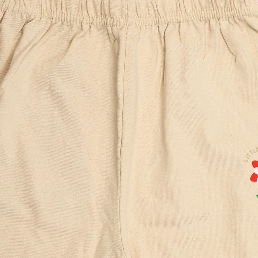 Infants Beige Straight Fit Floral Printed Cotton Pyjama, गहरा पीला, large