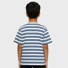 Boys Light Blue and White Cotton Crew Neck Casual T-Shirt, हल्का नीला, small