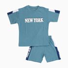Boys' Light Blue Cotton Round Neck Printed Baba Suit, Light Blue, small image number null