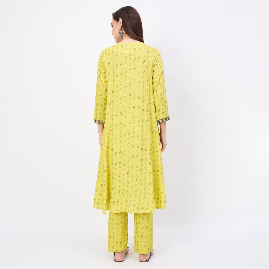 Women's Light Sage Green Floral Printed Ethnic Set, Light Green, large