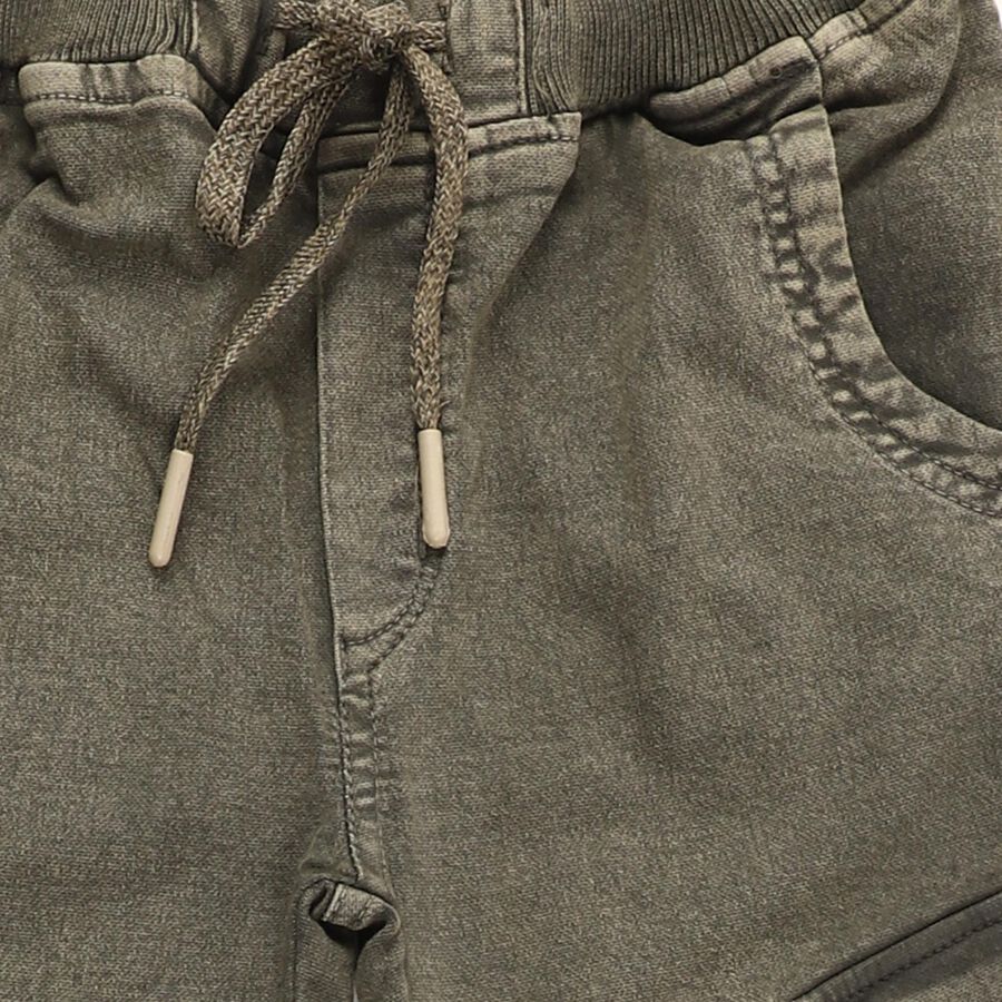 Boys' Muted Olive Green Regular Fit Cargo Trousers, ओलिव, large image number null