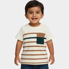 Infants Off-White Cotton Round Neck Casual T-Shirt, Off White, small