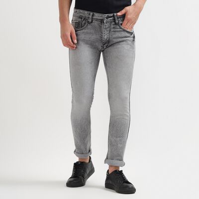 Men's Light Grey Skinny Fit Five-Pocket Jeans