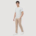 Men's Light Blue Round Neck Regular Striped T-Shirt, Light Blue, small