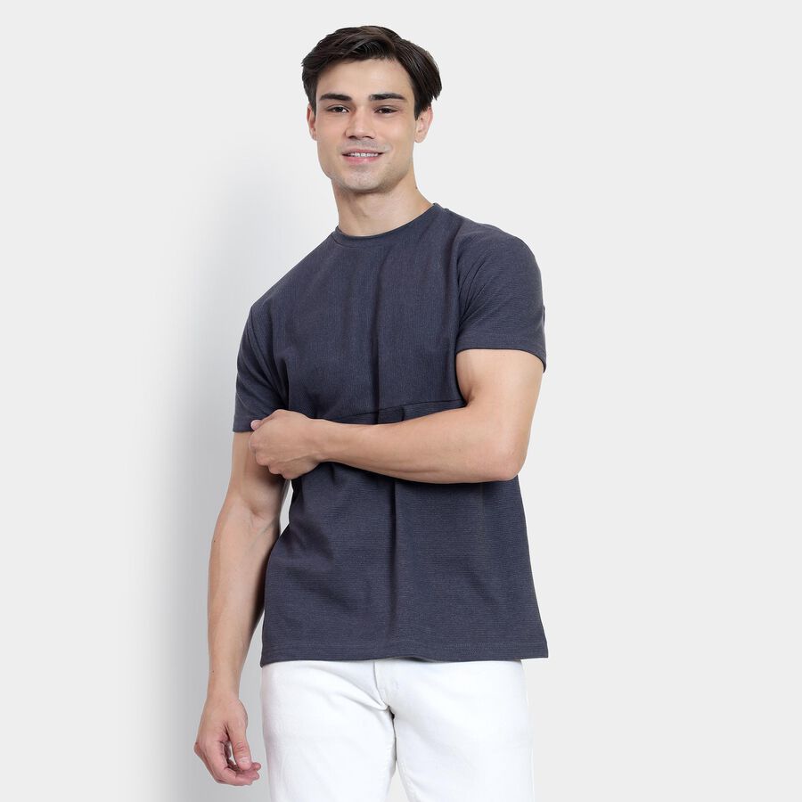 Men's Round Neck Half Sleeves T-Shirt , गहरा ग्रे, large image number null