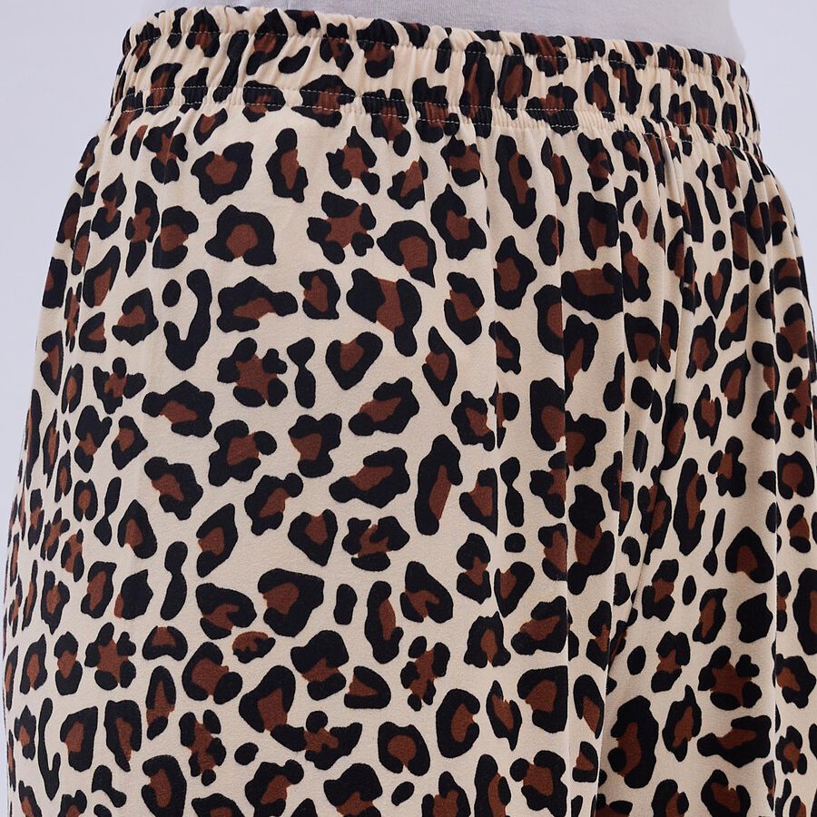 Women's Beige Leopard Print Relaxed Fit Harem Pants, भूरा, large image number null