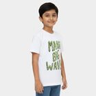 Boys Bright Snow White Crew Neck Casual T-Shirt, White, small image number null