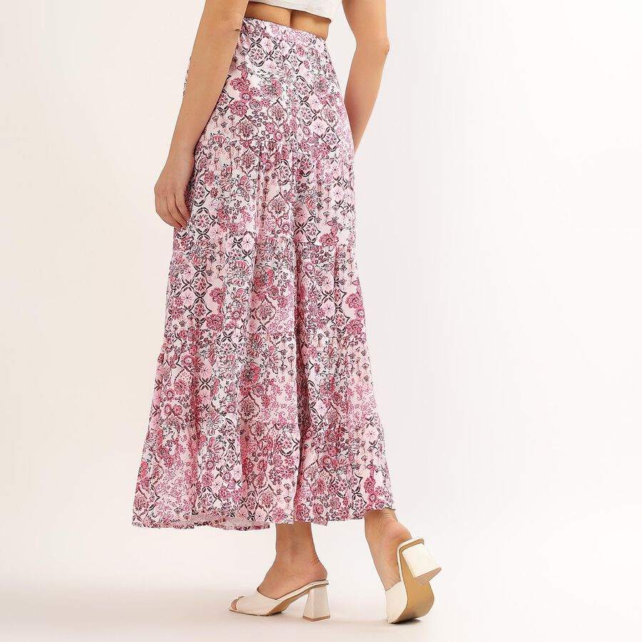 Women's Pink Regular-Fit Pleated Maxi Skirt, गुलाबी, large