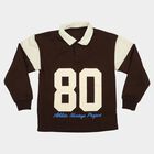 Boys' Brown Polo Neck Graphic Sweatshirt, Brown, small