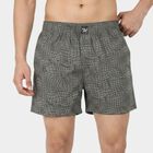Men's Grey Relaxed Fit Printed Boxers, Dark Grey, small