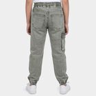Boys' Olive Green Jogger Fit Cargo Printed Jeans, Olive, small