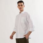 Men's Rich Eggshell White Cotton Classic Casual Shirt, White, small image number null