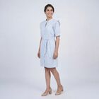 Women's Blue V-Neck Casual Midi Dress, Light Blue, small