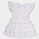 Girls' White Heart Printed Ruffled Sleeve A-Line Frock, Off White, small image number null