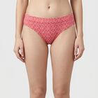 Women's Coral Mid-Rise Printed Panty, Coral, small