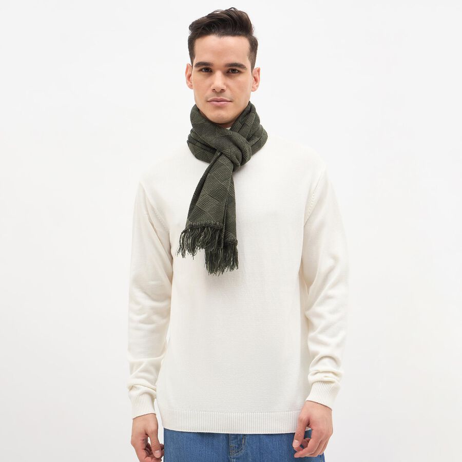Men's Muted Forest Green Acrylic Checkered Muffler, Olive, large image number null