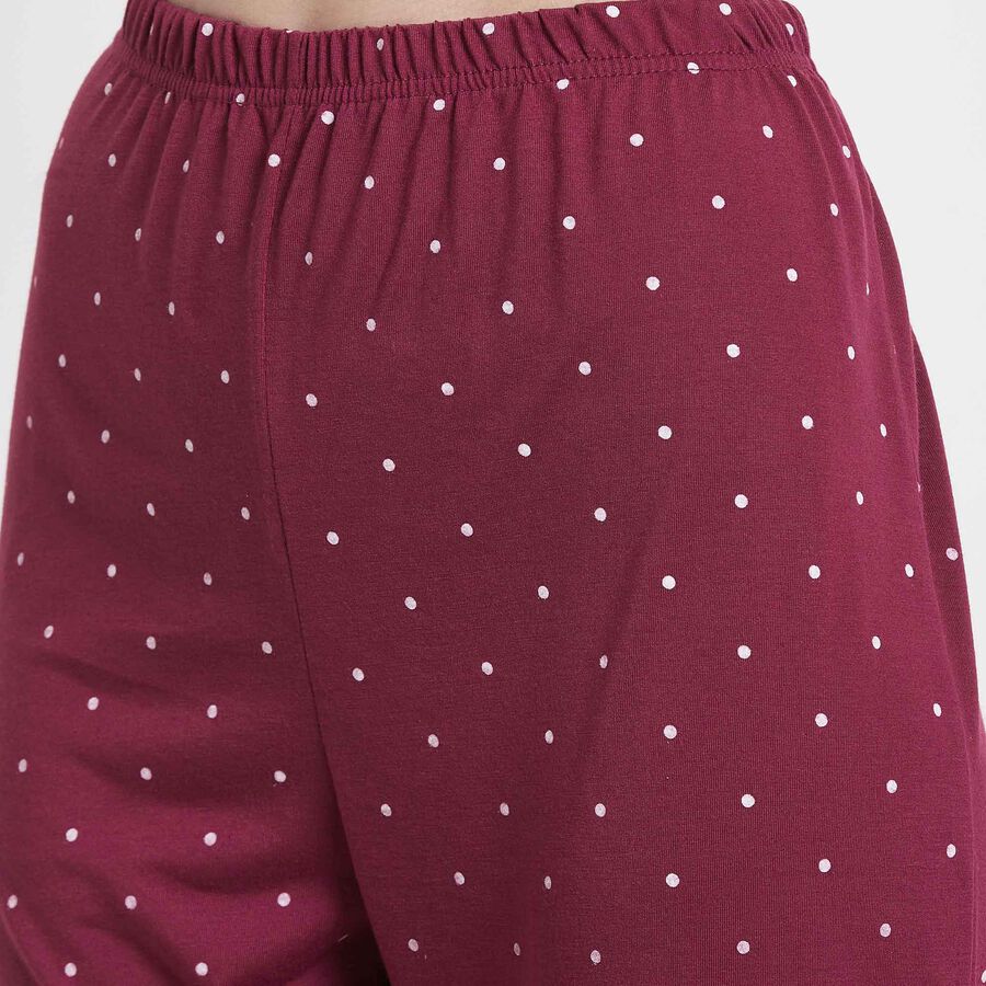 Cotton Printed Night Suit, Maroon, large image number null