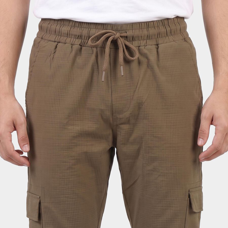 Men's Beige Slim Fit Cargo Jogger, गहरा पीला, large