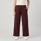 Women's Wine Relaxed Fit Wide Leg Track Pants, वाइन, small
