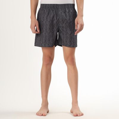 Men's Charcoal Black Inner Elastic Cotton Boxer