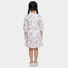Girls' White Sleeveless A-Line Midi Dress, सफ़ेद, small